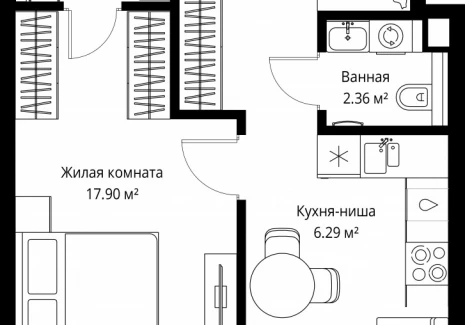1-комнатная квартира - ул. Верейская, 29/42 / ЖК ВЕЕР - фото 1