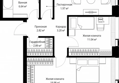 2-комнатная квартира - ул. Верейская, 29/42 / ЖК ВЕЕР - фото 1