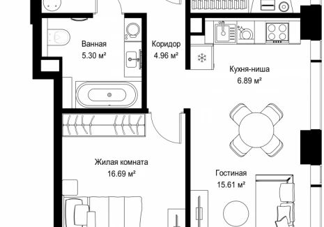 2-комнатная квартира - ул. Верейская, 29/42 / ЖК ВЕЕР - фото 1
