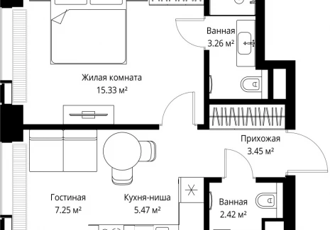1-комнатная квартира - ул. Верейская, 29/42 / ЖК ВЕЕР - фото 1