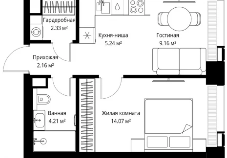 1-комнатная квартира - ул. Верейская, 29/42 / ЖК ВЕЕР - фото 1