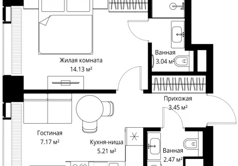 1-комнатная квартира - ул. Верейская, 29/42 / ЖК ВЕЕР - фото 1