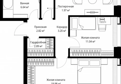 2-комнатная квартира - ул. Верейская, 29/42 / ЖК ВЕЕР - фото 1