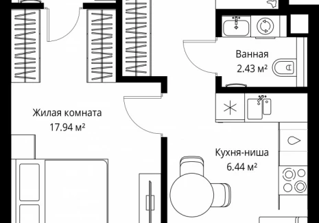 1-комнатная квартира - ул. Верейская, 29/42 / ЖК ВЕЕР - фото 1