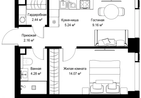 1-комнатная квартира - ул. Верейская, 29/42 / ЖК ВЕЕР - фото 1