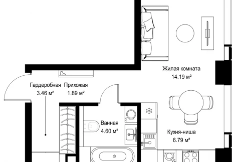 1-комнатная квартира - ул. Верейская, 29/42 / ЖК ВЕЕР - фото 1