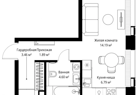 1-комнатная квартира - ул. Верейская, 29/42 / ЖК ВЕЕР - фото 1