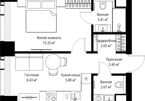 1-комнатная квартира - ул. Верейская, 29/42 / ЖК ВЕЕР - фото 1