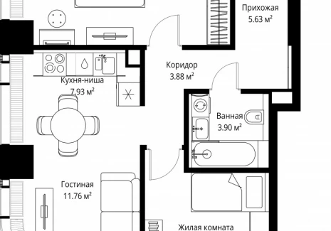 2-комнатная квартира - ул. Верейская, 29/42 / ЖК ВЕЕР - фото 1