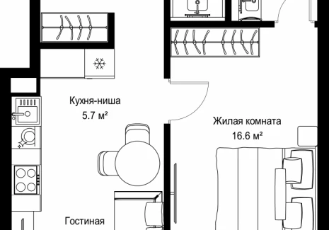 1-комнатная квартира - ул. Верейская, 29/42 / ЖК ВЕЕР - фото 1