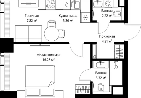 1-комнатная квартира - ул. Верейская, 29/42 / ЖК ВЕЕР - фото 1