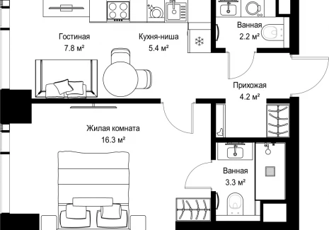 1-комнатная квартира - ул. Верейская, 29/42 / ЖК ВЕЕР - фото 1