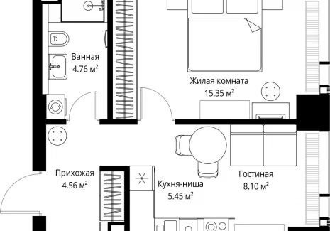 1-комнатная квартира - ул. Верейская, 29/42 / ЖК ВЕЕР - фото 1