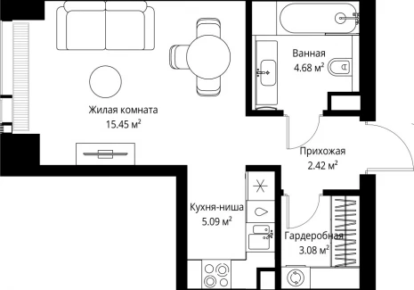 1-комнатная квартира - ул. Верейская, 29/42 / ЖК ВЕЕР - фото 1