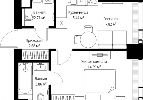 1-комнатная квартира - ул. Верейская, 29/42 / ЖК ВЕЕР - фото 1