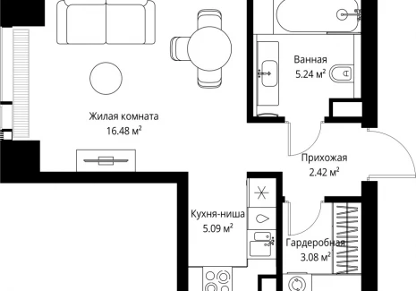 1-комнатная квартира - ул. Верейская, 29/42 / ЖК ВЕЕР - фото 1