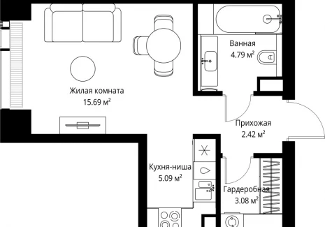 1-комнатная квартира - ул. Верейская, 29/42 / ЖК ВЕЕР - фото 1