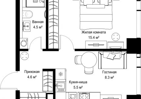 1-комнатная квартира - ул. Верейская, 29/42 / ЖК ВЕЕР - фото 1