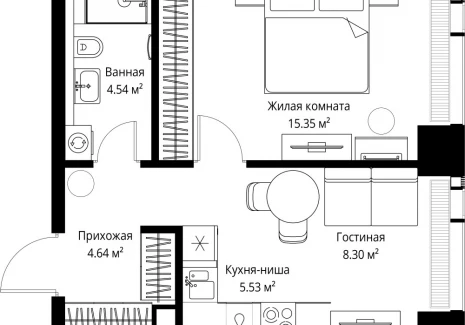 1-комнатная квартира - ул. Верейская, 29/42 / ЖК ВЕЕР - фото 1