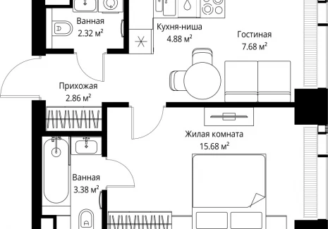 1-комнатная квартира - ул. Верейская, 29/42 / ЖК ВЕЕР - фото 1