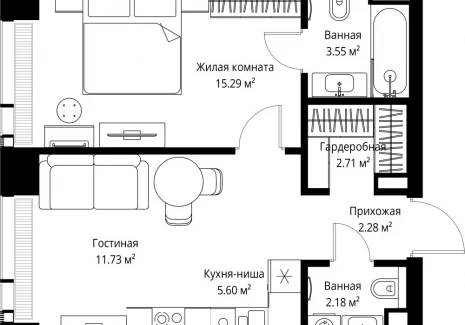 1-комнатная квартира - ул. Верейская, 29/42 / ЖК ВЕЕР - фото 1