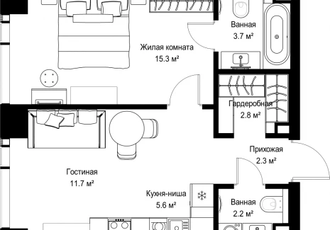 1-комнатная квартира - ул. Верейская, 29/42 / ЖК ВЕЕР - фото 1