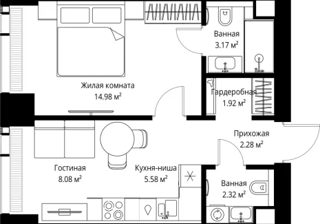 1-комнатная квартира - ул. Верейская, 29/42 / ЖК ВЕЕР - фото 1