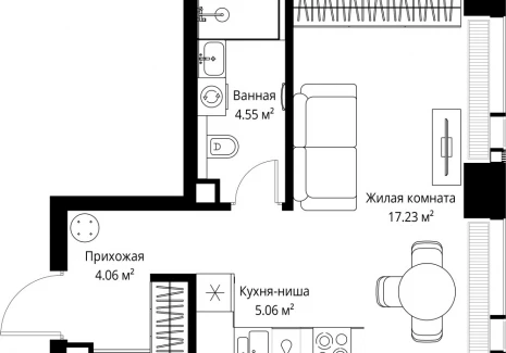 1-комнатная квартира - ул. Верейская, 29/42 / ЖК ВЕЕР - фото 1