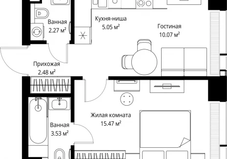 1-комнатная квартира - ул. Верейская, 29/42 / ЖК ВЕЕР - фото 1