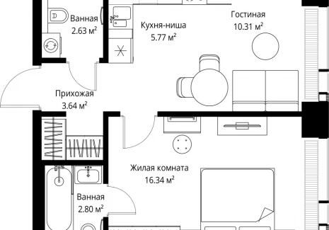 1-комнатная квартира - ул. Верейская, 29/42 / ЖК ВЕЕР - фото 1