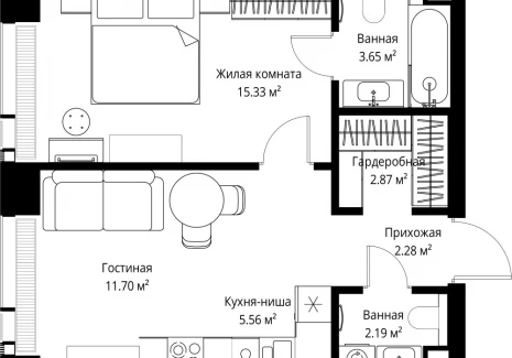 1-комнатная квартира - ул. Верейская, 29/42 / ЖК ВЕЕР - фото 1