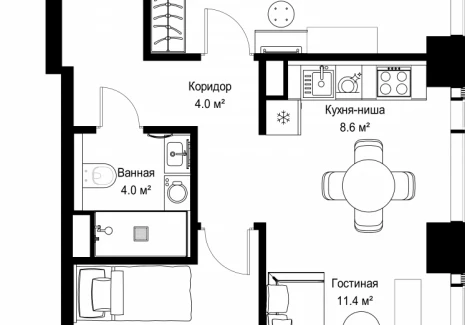 2-комнатная квартира - ул. Верейская, 29/42 / ЖК ВЕЕР - фото 1
