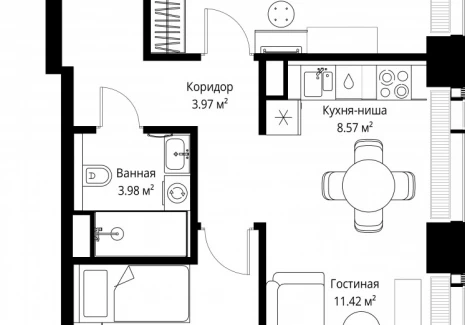 2-комнатная квартира - ул. Верейская, 29/42 / ЖК ВЕЕР - фото 1