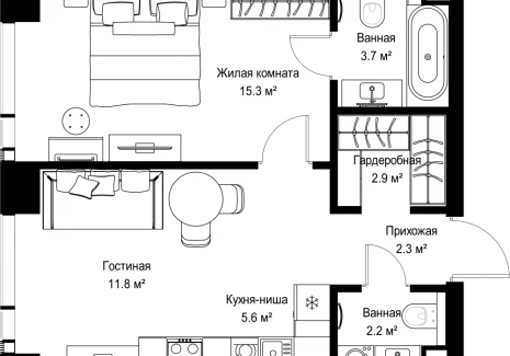 1-комнатная квартира - ул. Верейская, 29/42 / ЖК ВЕЕР - фото 1