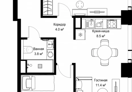 2-комнатная квартира - ул. Верейская, 29/42 / ЖК ВЕЕР - фото 1