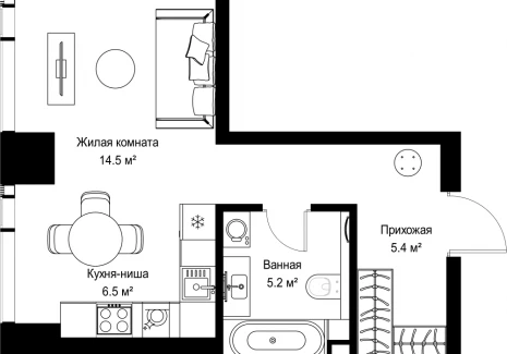 1-комнатная квартира - ул. Верейская, 29/42 / ЖК ВЕЕР - фото 1