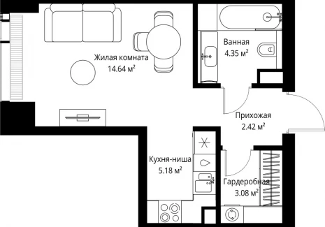 1-комнатная квартира - ул. Верейская, 29/42 / ЖК ВЕЕР - фото 1