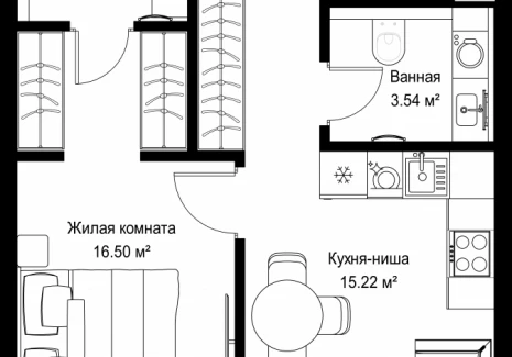 1-комнатная квартира - ул. Верейская, 29/42 / ЖК ВЕЕР - фото 1