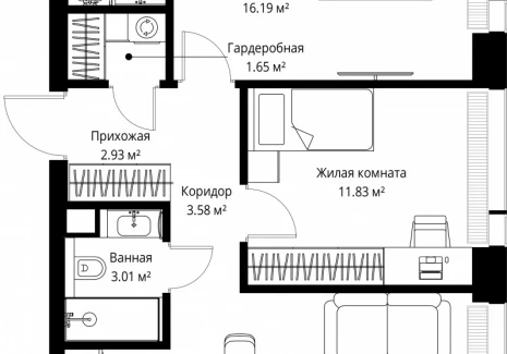 2-комнатная квартира - ул. Верейская, 29/42 / ЖК ВЕЕР - фото 1