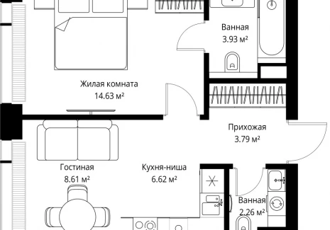 1-комнатная квартира - ул. Верейская, 29/42 / ЖК ВЕЕР - фото 1