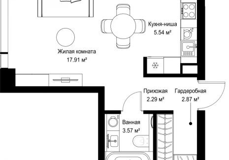 1-комнатная квартира - ул. Верейская, 29/42 / ЖК ВЕЕР - фото 1