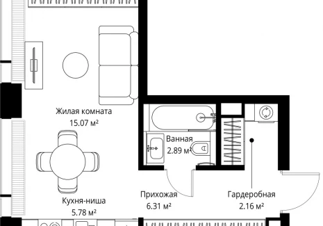 1-комнатная квартира - ул. Верейская, 29/42 / ЖК ВЕЕР - фото 1