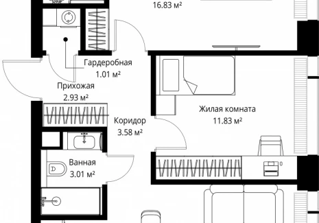 2-комнатная квартира - ул. Верейская, 29/42 / ЖК ВЕЕР - фото 1