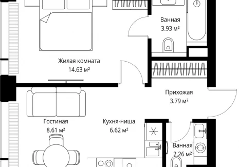 1-комнатная квартира - ул. Верейская, 29/42 / ЖК ВЕЕР - фото 1