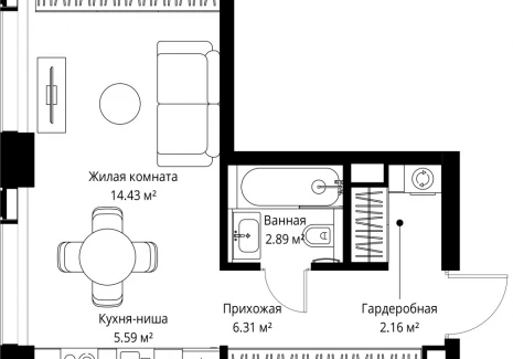 1-комнатная квартира - ул. Верейская, 29/42 / ЖК ВЕЕР - фото 1
