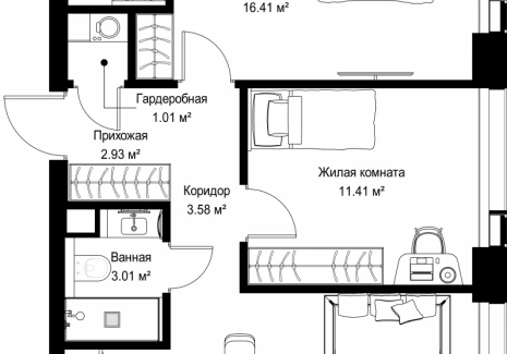 2-комнатная квартира - ул. Верейская, 29/42 / ЖК ВЕЕР - фото 1