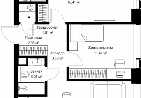 2-комнатная квартира - ул. Верейская, 29/42 / ЖК ВЕЕР - фото 1