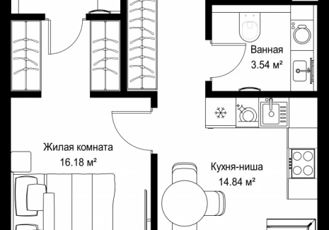 1-комнатная квартира - ул. Верейская, 29/42 / ЖК ВЕЕР - фото 1