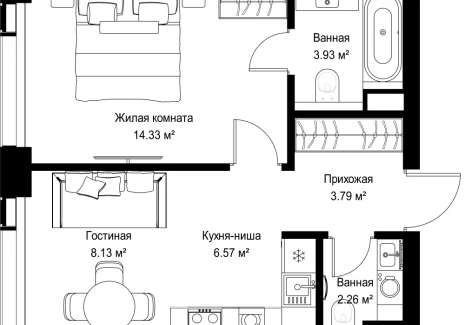 1-комнатная квартира - ул. Верейская, 29/42 / ЖК ВЕЕР - фото 1