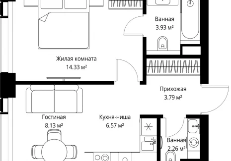 1-комнатная квартира - ул. Верейская, 29/42 / ЖК ВЕЕР - фото 1